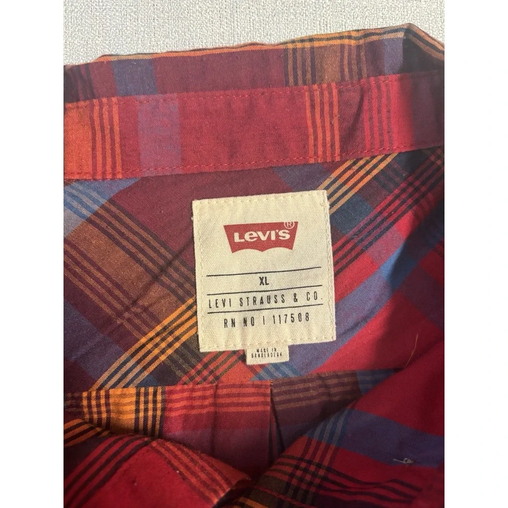 Levi's Men's Plaid Button-Up Shirt - Red/Blue/Orange‎ Size XL